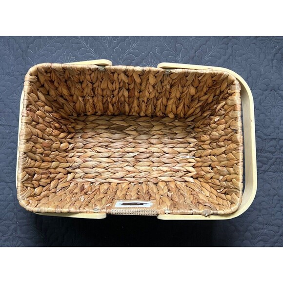 Storageworks Handmade Natural Water Hyacinth Wicker Picnic Basket 15x9x7 Inches - Picture 3 of 11